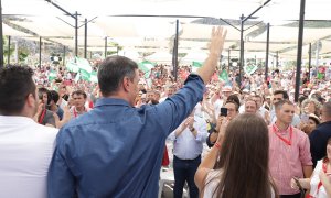 11/06/2022 El secretario general del PSOE y presidente del Gobierno, Pedro Sánchez, junto al candidato a la Presidencia de la Junta de Andalucía, Juan Espadas, en el acto electoral de campaña en Cártamar (Málaga)