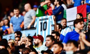23/06/2022 - Una camiseta de Maradona expuesta durante el partido de fútbol de la Conmebol 2022 - Copa de Campeones de la UEFA, Finalissima 2022, entre Italia y Argentina el 1 de junio de 2022 en el estadio de Wembley en Londres, (Inglaterra).