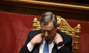 El primer ministro de Italia, Mario Draghi, durante una sesión en el Senado