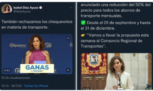 Ayuso abraza ahora los 'chequevotos' para el transporte tras ridiculizarlos: "Donde dije digo..."