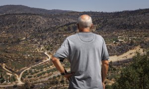 20/08/2022-Un vecino del pueblo castellonense de Bejís observa el paisaje