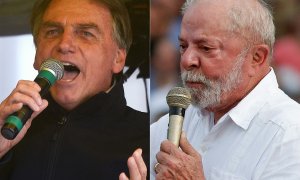 Esta combinación de imágenes creada el 16 de agosto de 2022 muestra al presidente de Brasil, Jair Bolsonaro y al candidato presidencial de la oposición Lula da Silva.