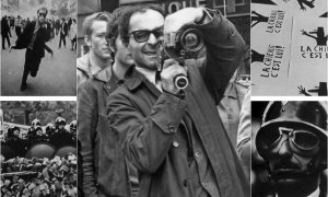 Jean-Luc Godard y varios fotogramas de los ‘Cinétracts’, que inmortalizaron Mayo del 68.