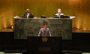 El presidente del Gobierno, Pedro Sánchez, en su discurso ante la Asamblea General de la ONU en 2021.