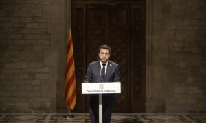 El president del Govern, Pere Aragonès, compareix per informar que ha cessat el vicepresident, Jordi Puigneró.