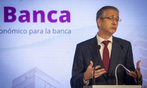 El gobernador del Banco de España, Pablo Hernández de Cos, durante la  Jornada sobre banca del periódico ‘elEconomista’. E.P./Juan Barbosa