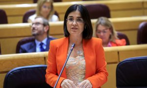 La ministra de Sanidad Carolina Darias, durante la sesión de control al gobierno, este martes en el Senado en Madrid.