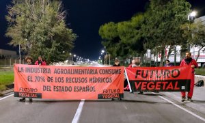 Protesta dels activistes de Futur Vegetal a les portes de Mercabarna.