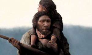 Reconstrucción de un padre neandertal y su hija