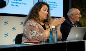 21/10/2022-La directora de Público, Virginia P. Alonso, en el acto 'Rentabilidad del modelo de muro de pago y las suscripciones en medios escritos', a 21 de octubre en Madrid.