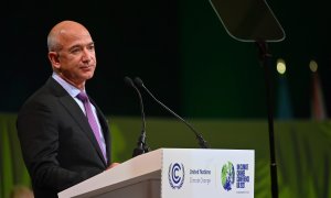 El presidente de Amazon, Jeff Bezos, durante una ponencia en Glasgow- 02/11/2021