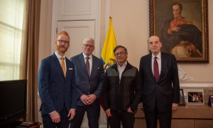 El presidente de Colombia, Gustavo Petro, ha recibido en Bogotá a una delegación de WikiLeaks este 22 de noviembre de 2022.