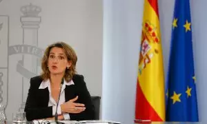 La ministra de Transición Ecológica Teresa Ribera ofrece la rueda de prensa posterior al Consejo de Ministros en el Palacio de la Moncloa en Madrid, este martes.