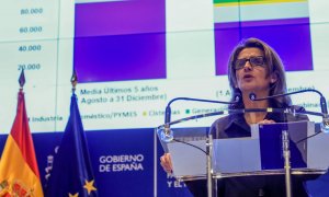 La ministra de Transición Ecológica, Teresa Ribera, durante la rueda de prensa para informar de los primeros resultados de las medidas energéticas.