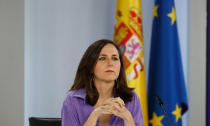 La ministra de Derechos Sociales y Agenda 2030, Ione Belarra, durante la rueda de prensa posterior a la reunión del Consejo de Ministros celebrada este martes en La Moncloa.