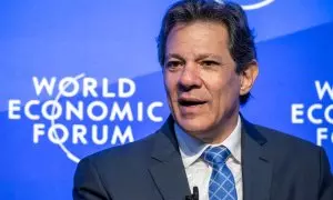 El nuevo ministro de Finanzas de Brasil, Fernando Haddad, durante una sesión de la reunión anual del Foro Económico Mundial (FEM) en Davos, a 17 de enero de 2023.