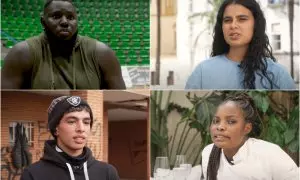 Cuatro de los jóvenes migrantes que participan en el documental 'M'.