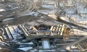 Foto aérea de archivo tomada el 12 de marzo de 2022 en la que se muestra el Pentágono, en Washington D. C.
