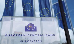 La señalización se ve fuera del edificio del Banco Central Europeo (BCE) , en Frankfurt, Alemania, el 21 de julio de 2022.