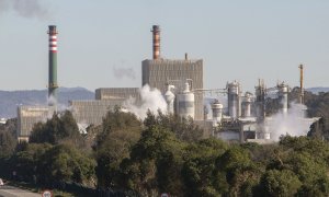 Vista de la fábrica de Ence en Pontevedra a 07 de febrero de 2023