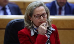 La vicepresidenta del Gobierno, Nadia Calviño durante pleno del Senado, este martes en Madrid.