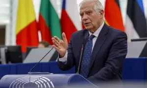 El alto representante de la Unión Europea para Asuntos Exteriores, Josep Borrell, comparece en el Parlamento Europeo a 15 de febrero de 2023