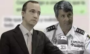 Composición de fotografías del ex secretario de Estado de Interior con el PP, Francisco Martínez, y el comisario de policía Pedro Agudo