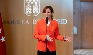 La portavoz de Más Madrid en la Asamblea de Madrid, Mónica García, ofrece una rueda de prensa previa al pleno, a 2 de febrero de 2023.