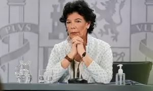 La exministra de Educación, Isabel Celaá, durante una rueda de prensa, a 19 de mayo de 2021.