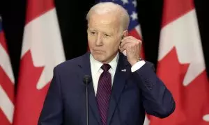 El presidente de los Estados Unidos, Joe Biden, durante una conferencia de prensa conjunta con el primer ministro canadiense, Justin Trudeau