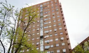 Un bloque de pisos en el distrito de Arganzuela (Madrid), a 14 de abril de 2023.