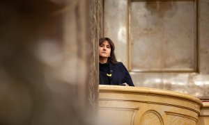 La líder de Junts y expresidenta del Parlament, Laura Borràs, durante una sesión plenaria en la Cámara catalana en enero de 2023.