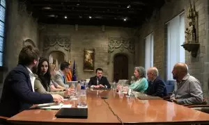 Reunió del president del Govern, Pere Aragonès, amb el Consell Acadèmic per a l'acord de claredat.