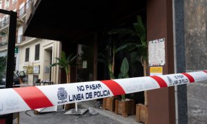 El exterior del restaurante donde se produjo un incendio en el que murieron dos personas en la glorieta de Manuel Becerra en Madrid