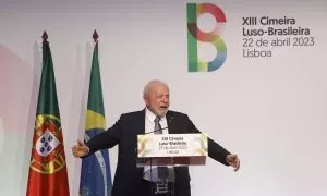 El presidente de Brasil,  Luiz Inacio Lula da Silva, durante la cumbre luso-brasileña de este fin de semana en Portugal.
