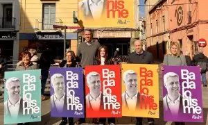Xavier Garcia Albiol presenta la nova campanya gràfica de la precampanya del PP a Badalona.