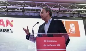 El expresidente del Gobierno, José Luis Rodríguez Zapatero, durante un acto del PSOE en Ceuta, a 19 de abril de 2023.