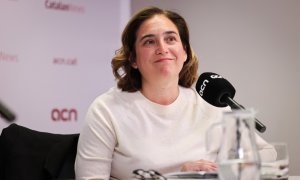 18/05/2023 - L'alcaldessa de Barcelona i candidata de BComú, Ada Colau, en la roda de premsa de l'ACN.