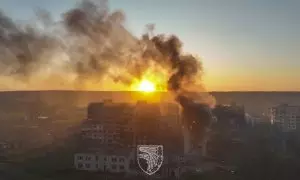 Vista aérea de las destrucciones en la ciudad de Bakhmut