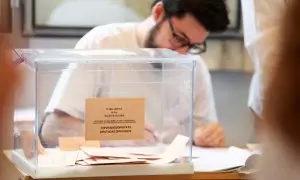 Una urna con papeletas electorales, a 28 de mayo de 2023, en Palma, Mallorca.