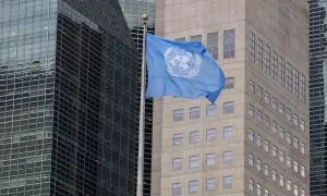 Foto de archivo, bandera de las Naciones Unidas (ONU)