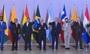 De izq. a der) el presidente de Venezuela, Nicolás Maduro; de Surinam, Chan Santokhi; de Guayana, Irfaan Ali; de Colombia, Gustavo Petro; de Bolivia, Luis Arce; de Brasil, Luiz Inácio Lula da Silva; de Argentina, Alberto Fernández; de Chile, Gabriel Boric