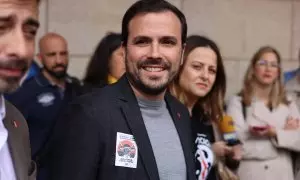 El ministro de Consumo y coordinador general de IU, Alberto Garzón, durante un acto de precampaña en Zaragoza, a 22 de abril de 2022.