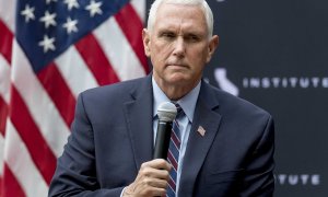 El exvicepresidente de EEUU, Mike Pence, en un evento organizado por el Instituto Lincoln, a 18 de abril de 2023.