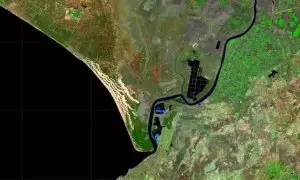 Imagen de satélite que muestra la falta de agua en las lagunas de Doñana. Sentinel 2
