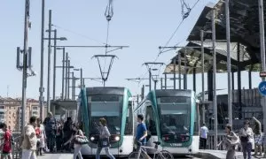 Una estación de tranvía de la red de Barcelona.