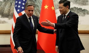 El Secretario de Estado de los Estados Unidos, Antony Blinken, se reúne con el ministro de Exteriores de China, Qin Gang, en Beijing, a 18 de junio de 2023.
