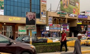 Una calle de Bagdad (Irak), regada de carteles con el rostro de Qassim Suleimani, antiguo jefe de la Fuerza Quds