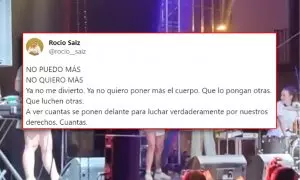 La cantante Rocío Saiz, tras la detención de su concierto por quitarse la camiseta: "No puedo más"