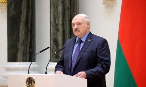 El presidente de Bielorrusia, Alexander Lukashenko, durante un discurso en Minsk, Bielorrusia, el 27 de junio de 2023.